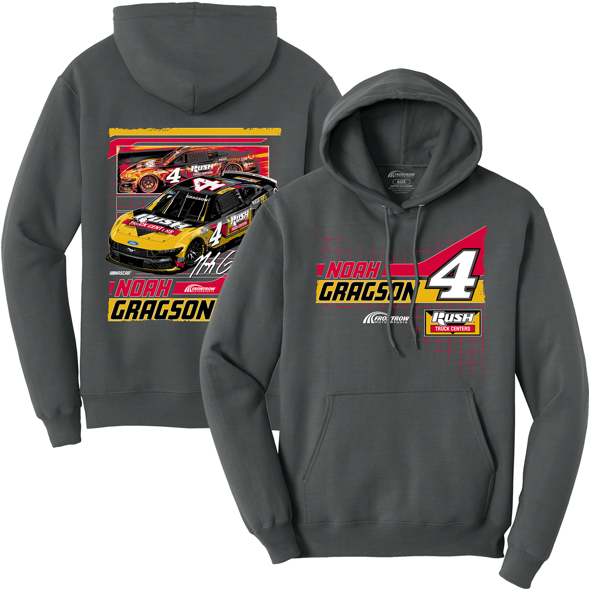 NOAH GRAGSON #4 RUSH CHARCOAL HOODIE – The Official Noah Gragson Racing ...