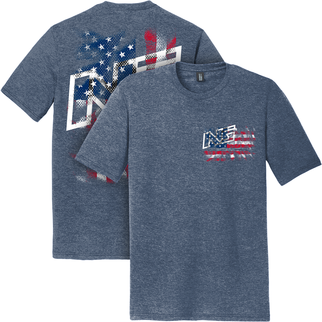 NOAH GRAGSON HEATHER NAVY FLAG TEE