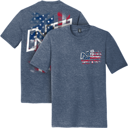 NOAH GRAGSON HEATHER NAVY FLAG TEE