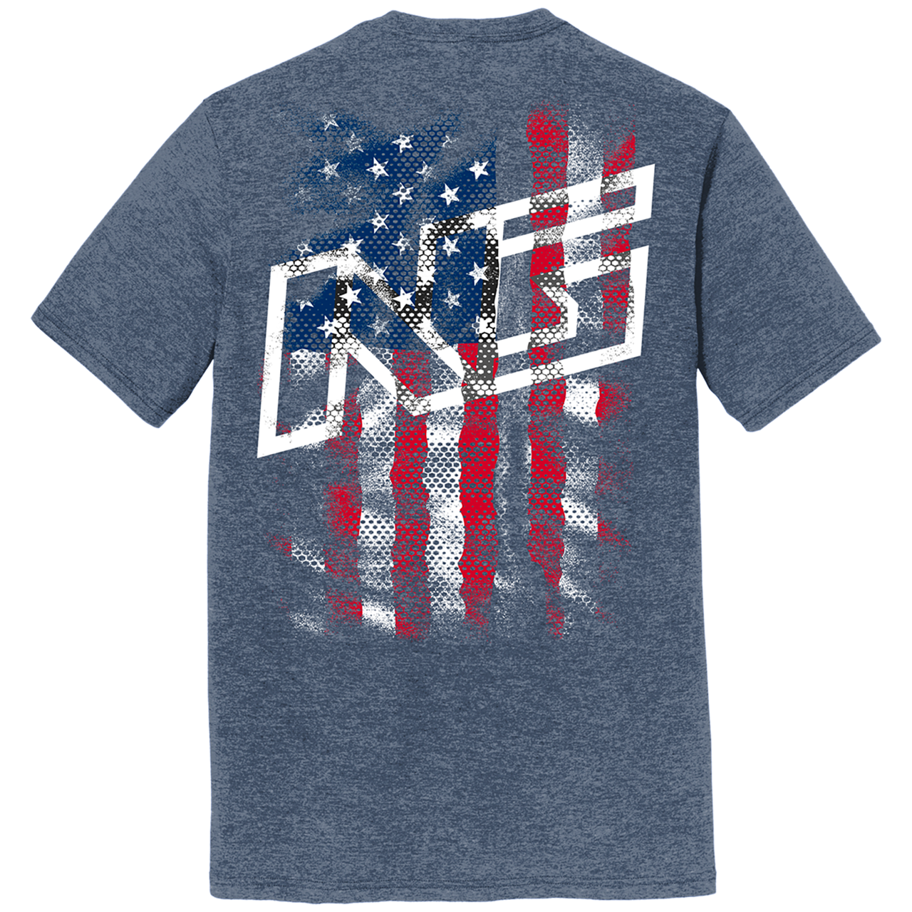 NOAH GRAGSON HEATHER NAVY FLAG TEE