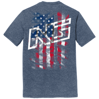 NOAH GRAGSON HEATHER NAVY FLAG TEE